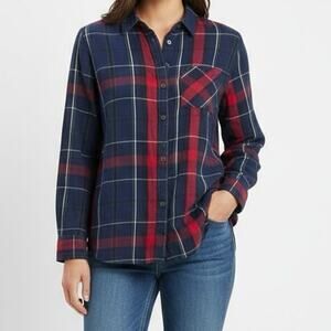 True Craft Womens Plaid Shirt XL Flannel Tartan‎ Lightweight Modal Blend Granola